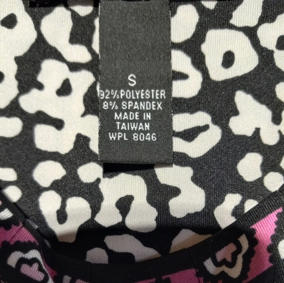 INC EUC Halter Dress Sz S, Black & White Animal Print w/ Pink Accents - Picture 5 of 7